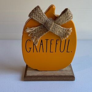 Rae Dunn Orange Grateful Pumpkin Decor